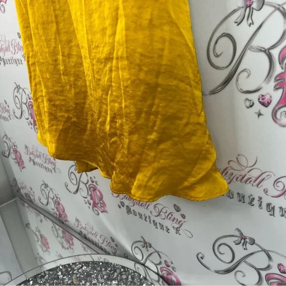 RW&CO. Tank top shiny strappy yellow shimmer Mustard Camisole Top - Picture 4 of 13